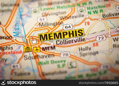 Map Photography: Memphis City on a Road Map