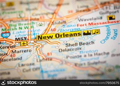 Map Photography: New Orleans City on a Road Map