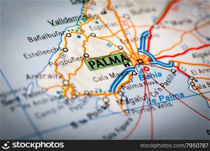 Map Photography: Palma on a Road Map