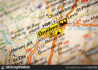 Map Photography: Quebec City on a Road Map