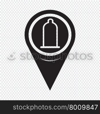 Map Pointer Condom Icon