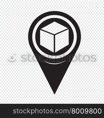Map Pointer Cube Icon