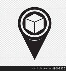 Map Pointer Cube Icon