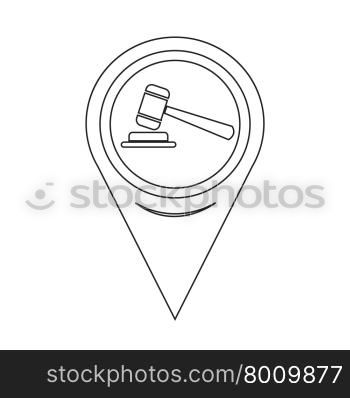 Map Pointer Gavel Icon
