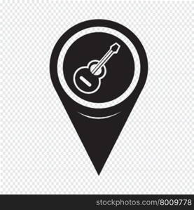 Map Pointer Guitar Icon