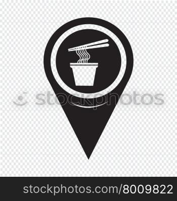 Map Pointer Noodles Icon