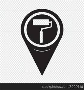 Map Pointer paint roller Icon