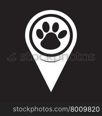 Map Pointer Paw Print Icon