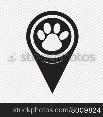 Map Pointer Paw Print Icon