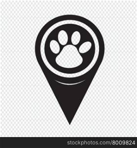 Map Pointer Paw Print Icon