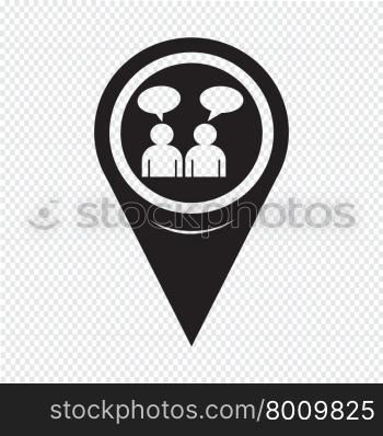Map Pointer People Talk Icon