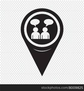 Map Pointer People Talk Icon