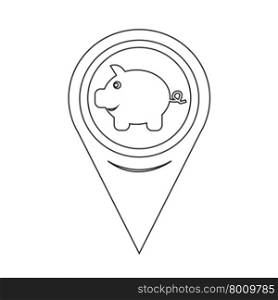 Map Pointer Piggy Bank Icon