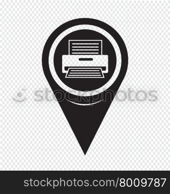 Map Pointer Printer Icon