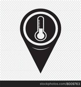 Map Pointer Thermometer Icon