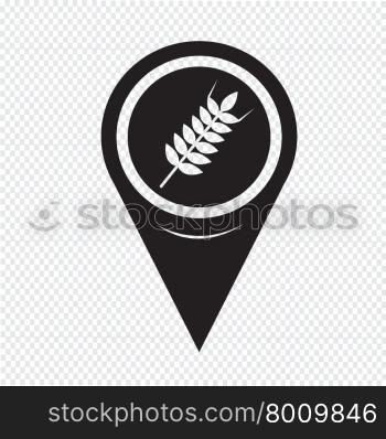 Map Pointer Wheat Ear Icon