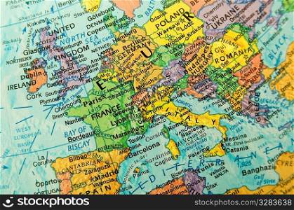 Map view of Europe.