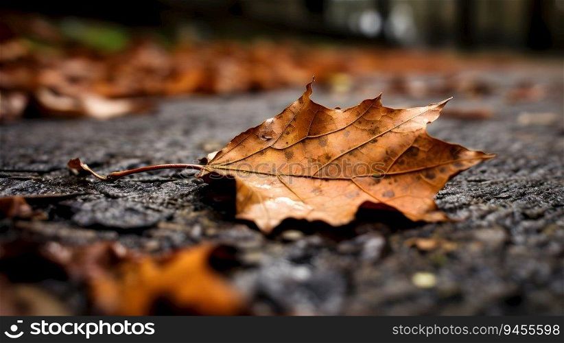 Maple leaf on the ground.
