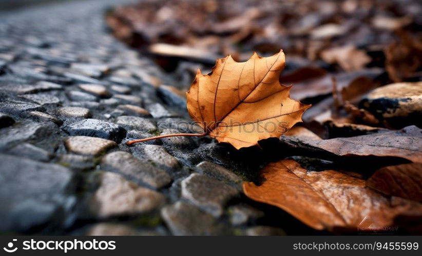 Maple leaf on the ground.