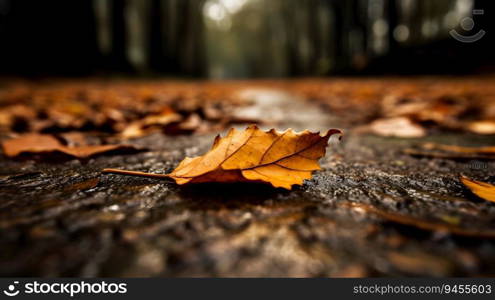 Maple leaf on the ground.