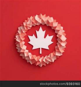 Maple Leaf Symphony 3D Paper Cut Craft Illustration Celebrating Canada Day. For print, web design, UI, poster and other.