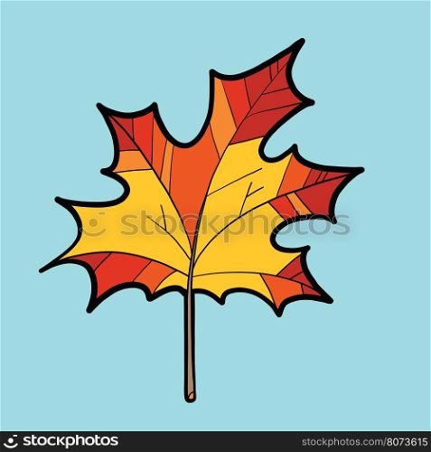 Maple red leaf, nature autumn season. pop art illustration