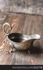 Maple syrup in vintage sauce boat