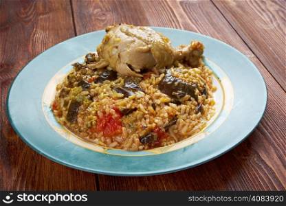 "Maqluba is a traditional dish of the Arab Levant, Persia, and Palestine.dish includes meat, rice, and fried vegetables placed in a pot, which is then flipped upside down when served, hence the name maqluba, which translates literally as "upside-down"."