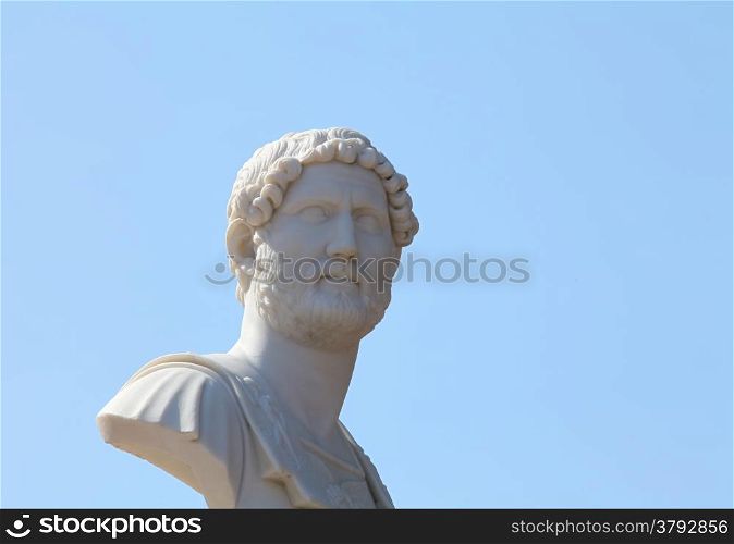marble bust on blue