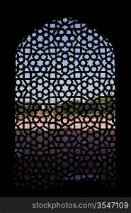 Marble carved screen window at Humayun&acute;s Tomb, Delhi, India