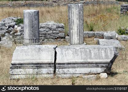 Marble columns and ruins of Duclea, Montenegro