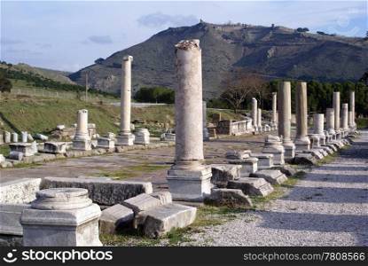Marble columns in Asklepion, Bergama, Turkey