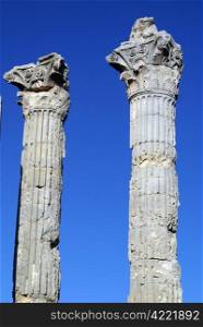 Marble columns of Zeustemple in Uzunjaburch near Silifke, Turkey