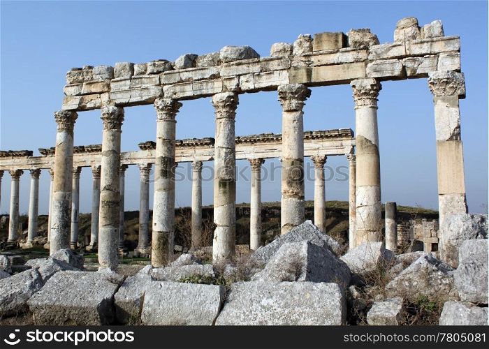 Marble columns on the main street of Apamea, Syria