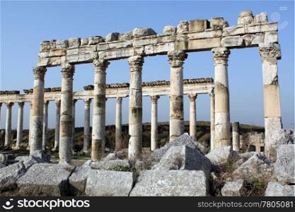 Marble columns on the main street of Apamea, Syria