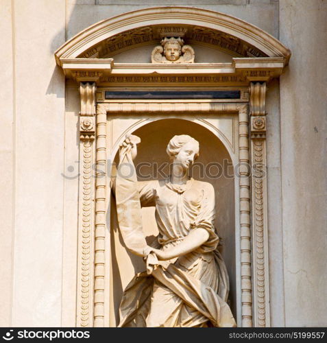 marble in old historical construction italy europe milan and statue