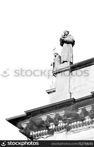 marble in old historical construction italy europe milan and statue