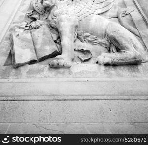 marble in old historical construction italy europe milan and statue