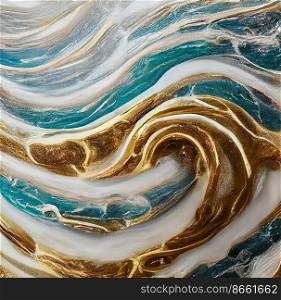 Marble Natural Luxury texture design with white golden ocean patterns 3d illustrated