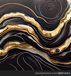 Marble natural texture design with black golden ocean patterns 3d illustrated