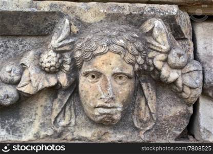 Marble old head in Aphrodisias, Turkey