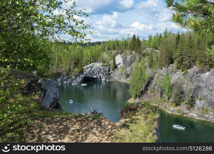 Marble quarry in Ruskeala Park in Republic of Karelia, Russia.