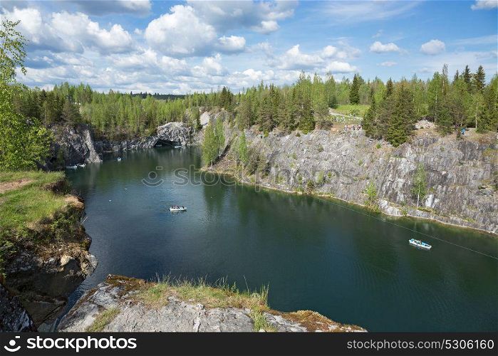 Marble quarry in Ruskeala Park in Republic of Karelia, Russia.