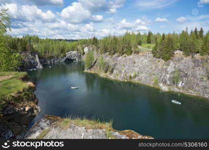 Marble quarry in Ruskeala Park in Republic of Karelia, Russia.