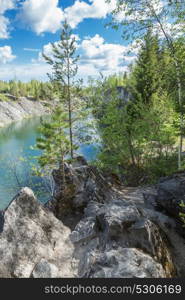 Marble quarry in Ruskeala Park in Republic of Karelia, Russia.