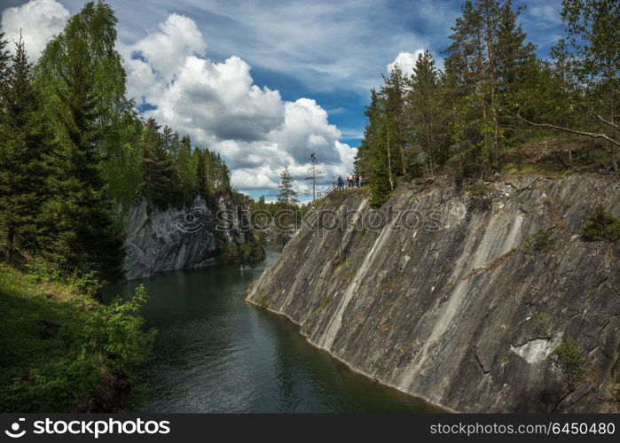 Marble quarry in Ruskeala Park in Republic of Karelia, Russia.