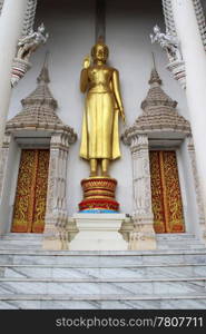 Marble staircase and golden Buddha in buddhist teMple in Wat Kao Noi in Pranburi