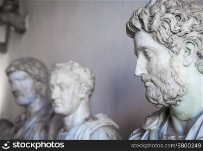 Marble statues prospective in the most important museum of Venice