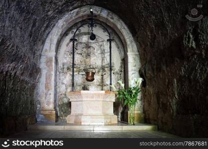 Marble well in Visitation church in Ein Karem, Isrsel