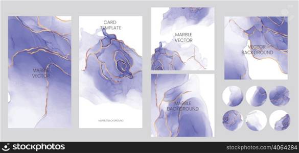 Marbled blue and gold ink vector backdround. Web banner template collection set.. Marbled blue and gold ink vector backdround. Web banner template collection.